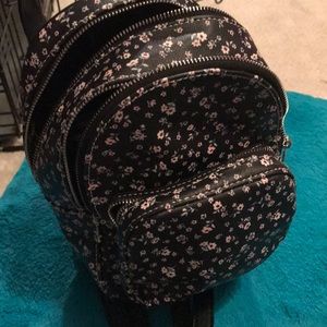 Black with flowers mini backpack with straps